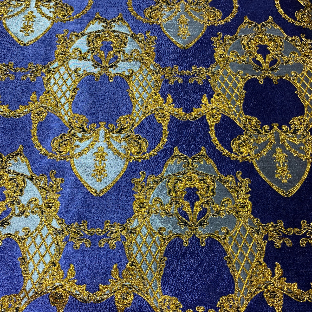 Cali Fabrics  Royal Blue Floral Stretch Lace