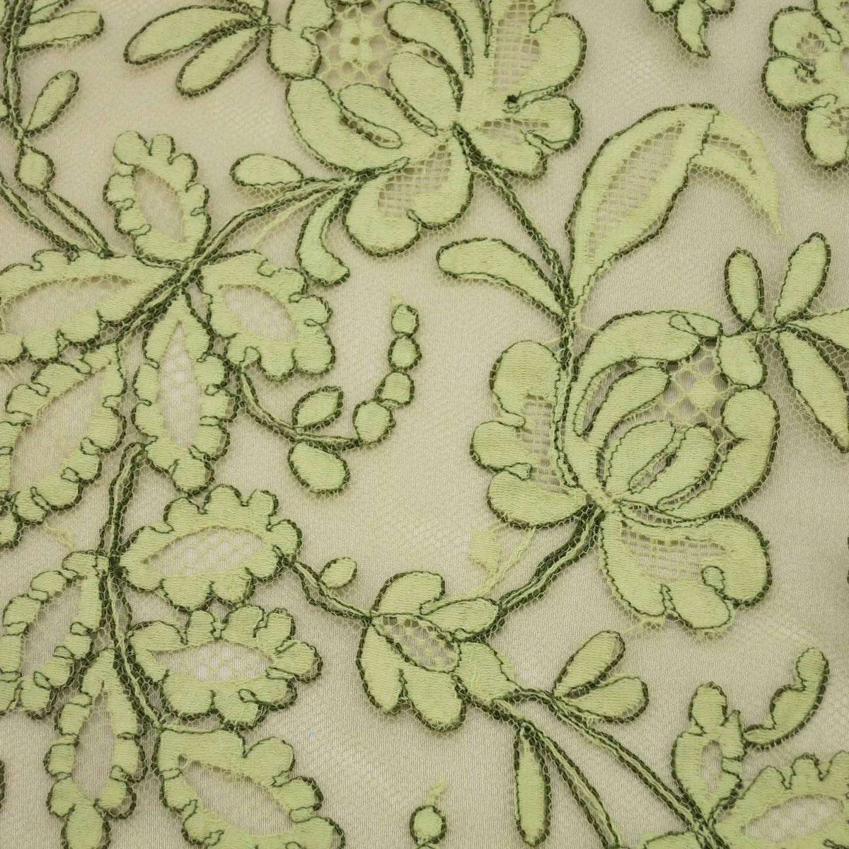 Corded Lace Fabric - Yellow - Embroidered Flower Design Lace Fabric So
