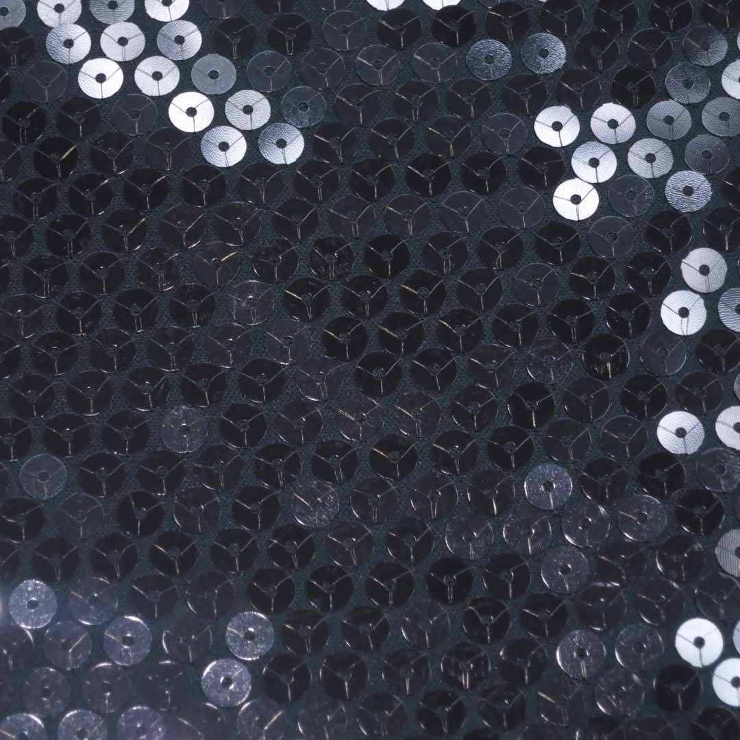 Cali Fabrics  Silver on Black Mini Sequin Fabric