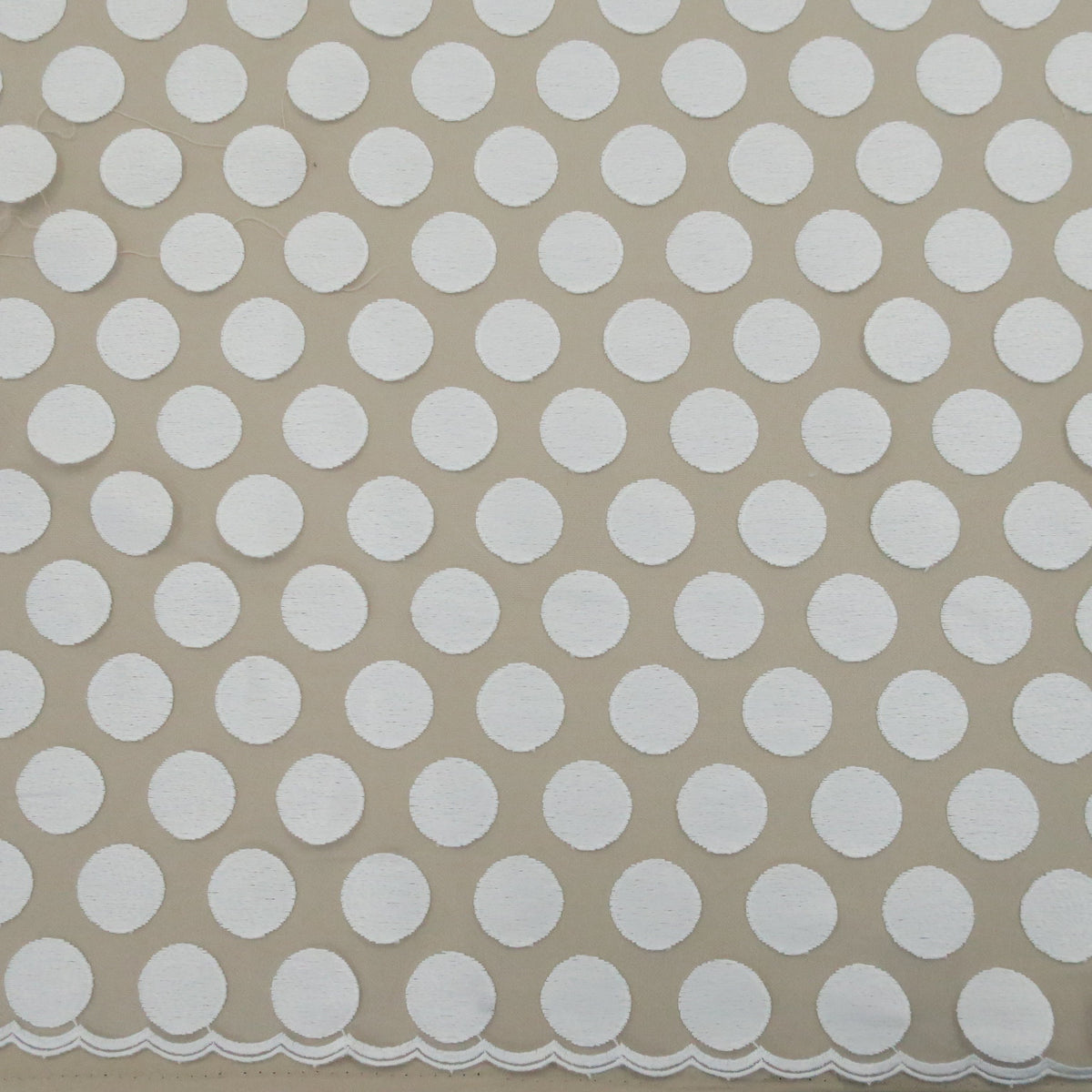 Off White Circles Embroidered Tulle Fabric | Rex Fabrics