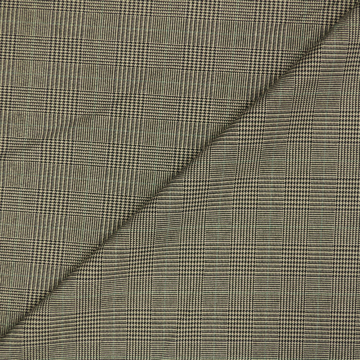 Khaki and Black Plaid Wool Suiting Fabric | Rex Fabrics