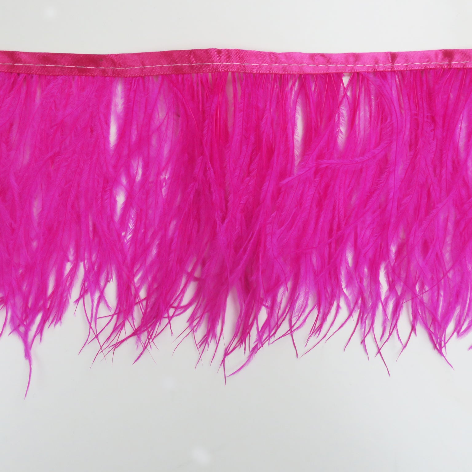 Baby Pink Single Ply Ostrich Feather Fringe Trim - 5