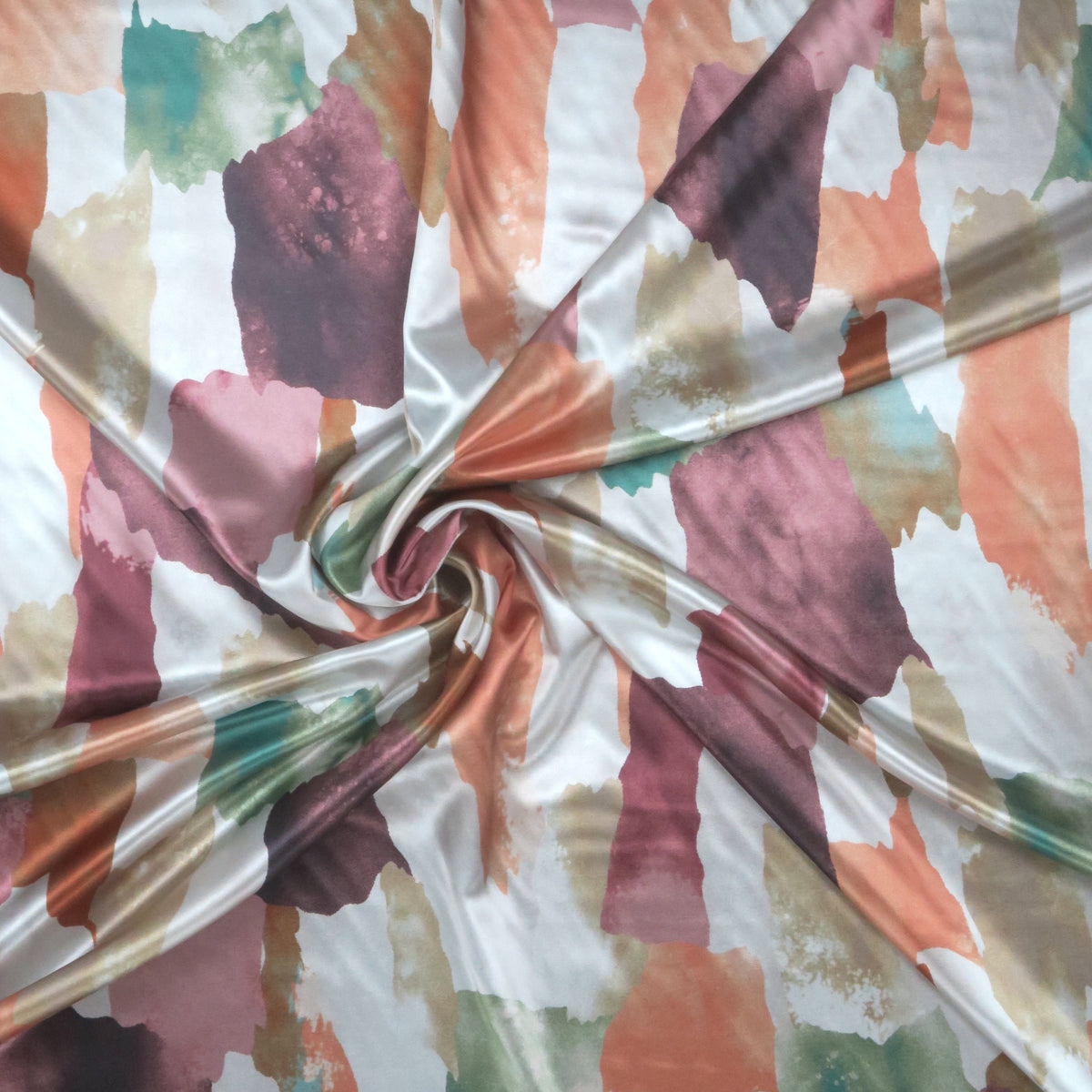 Pastel Colors Abstract Charmeuse Polyester Fabric | Rex Fabrics