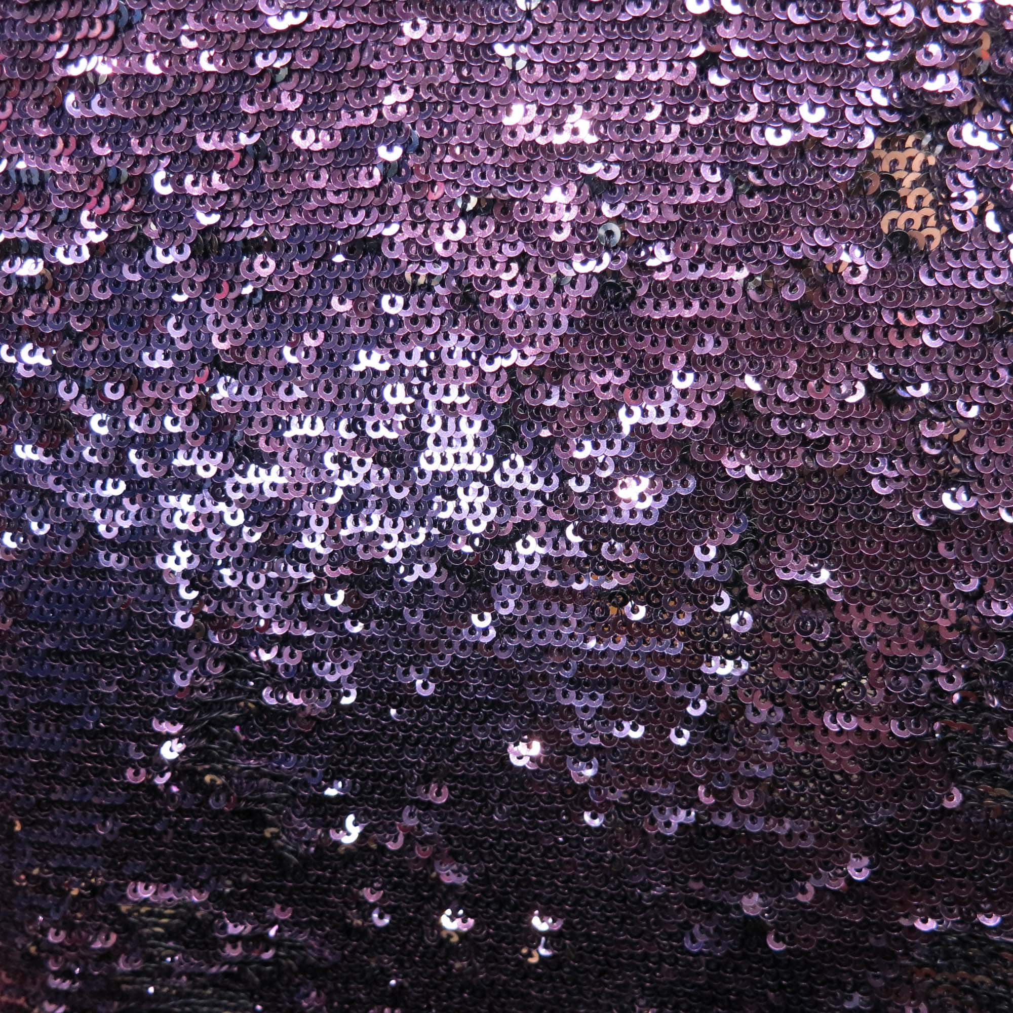 Eggplant Purple Sequin on Black Tulle Ground | Rex Fabrics