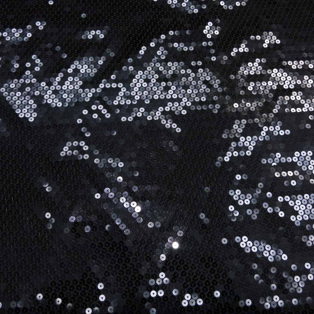 Cali Fabrics  Silver on Black Mini Sequin Fabric